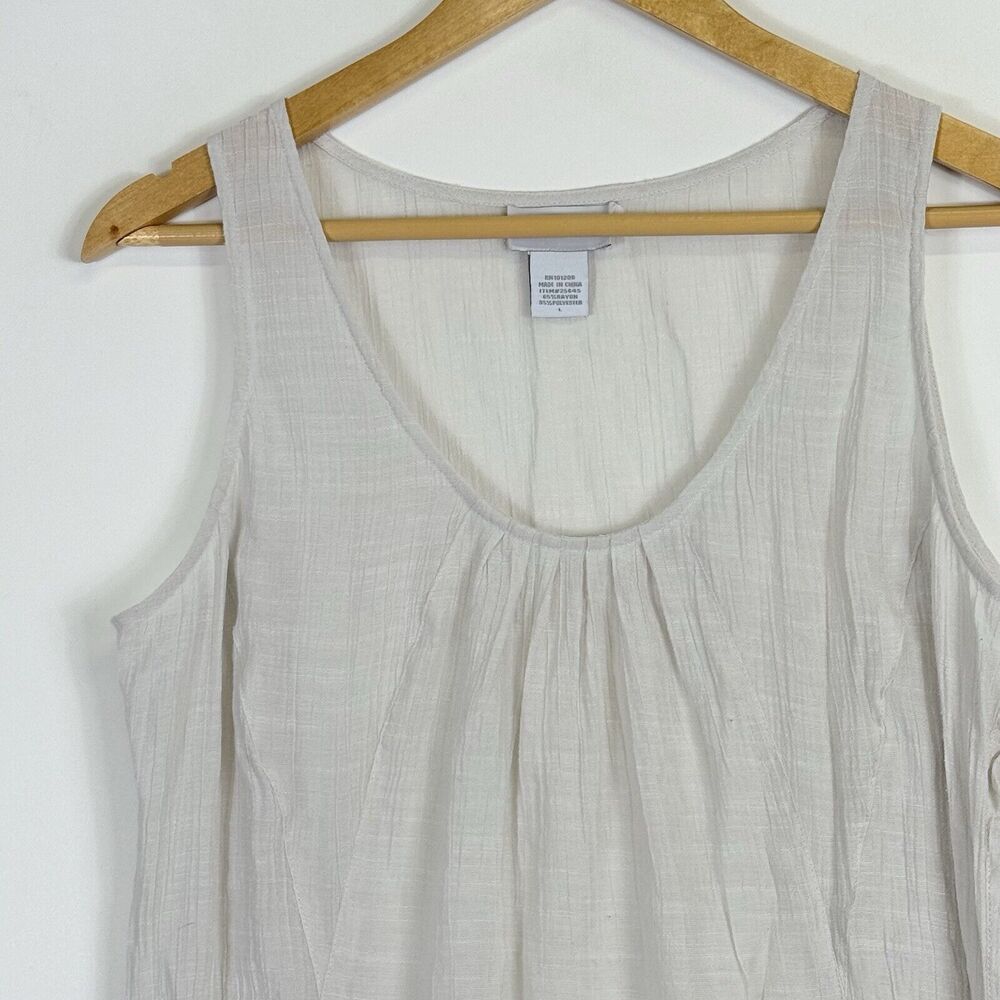 Soft Surroundings Top Women Large Beige Crinkle Flowy Breezy Coastal Lagenlook - Picture 2 of 6